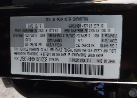 2019 Mazda Cx-5 Sport из США, поврежденный, VIN JM3KFABM6K1581232